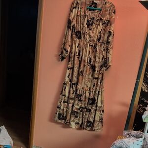 Elegant Long Sleeve Patterned Dress